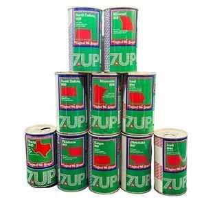 Vintage 7UP Cans United We Stand Lot of 10 Central States Empty Movie Props
